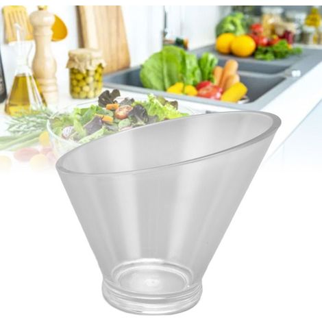 BelleRise - Bol salade acrylique – 350 ml bord incliné – transparent – pour salade, fruits, sauces (1/5)