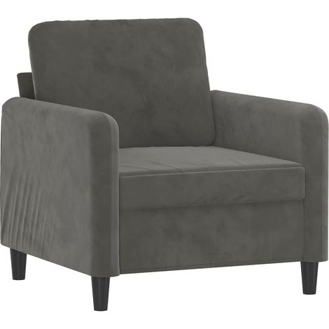 Fauteuil Gris foncé 60 cm Velours vidaXL (1/5)