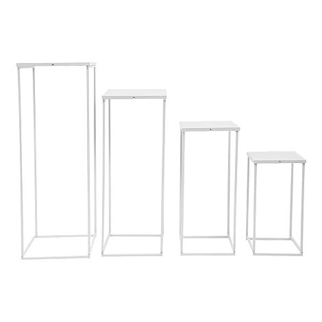 Lot de 4 supports de fleurs décoratifs - 45 cm/60 cm/75 cm/90 cm de haut - Vase de fleurs géométrique - Vase de sol en métal - Support pour plantes - Présentoir rectangulaire pour décorations de fête (1/5)