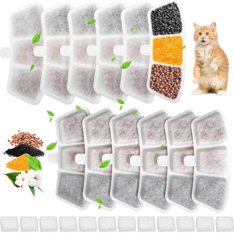 2er-Pack Ersatz-Wasserfilterkartuschen für kabellose 3,5-Liter-Katzenbrunnen aus Edelstahl, 5-lagige Filtration (1/5)