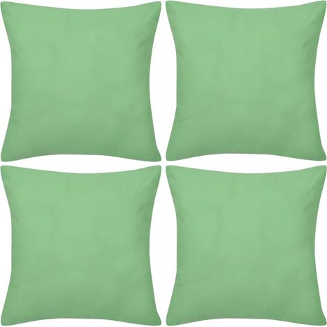 4 taies d'oreiller en coton vert pomme, 40 x 40 cm