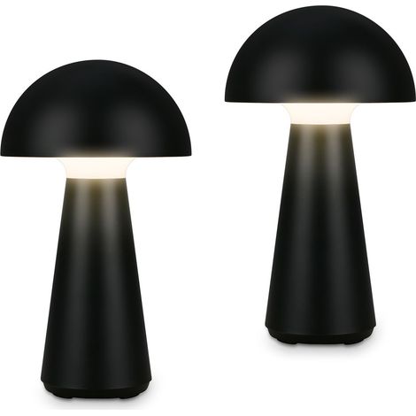 2er Set LED Akku-Tischleuchte Tischlampe für innen außen Garten USB IP44 schwarz (1/5)