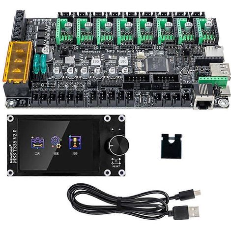 MKS Monster8 V2 Motherboard für Voron 3D-Drucker, TS35 Mini LCD12864 Touchscreen, Hochleistungscontroller, RepRap-kompatibles Farbdisplay.