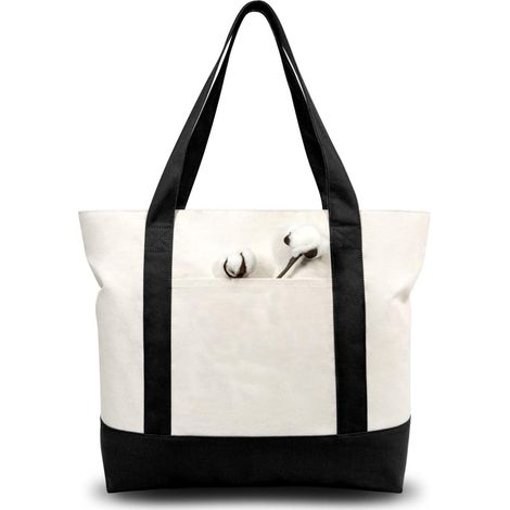 Sac en toile avec une poche externe, sac d'épicerie réutilisable, fermeture à fermeture éclaire supérieure, essentiels quotidiens, noir