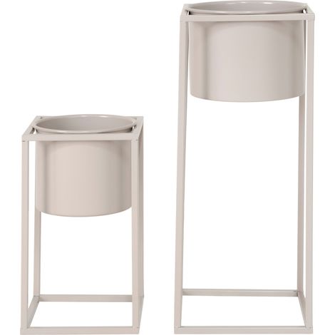 Set 2 vasi da fiori Marla in acciaio beige grigio