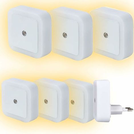 EASYCOMFORT [Lot de 6] Veilleuse LED Prise Murale Enfant avec Détecteur Crépusculaire Automatique Jour/Nuit - Lampe de Nuit Cellule Photoélectrique (1/5)
