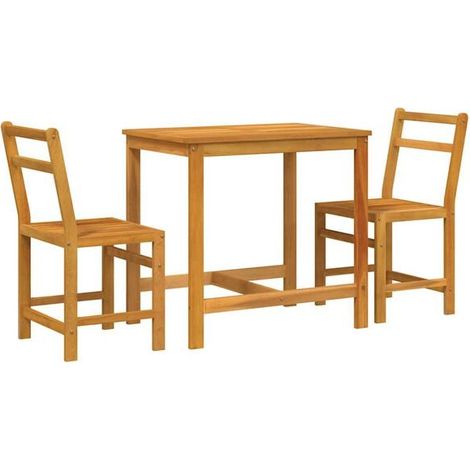 Ensemble de mobilier de balcon trois pièces en bois d'acacia massif (1/5)