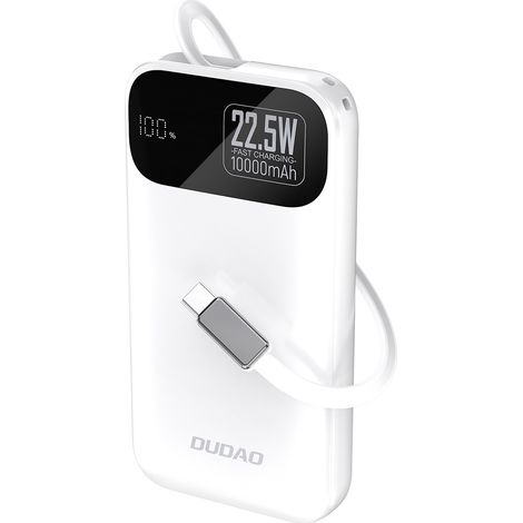 K31 10000 mAh 22,5W PD Powerbank mit integriertem Kabel – Weiß (1/3)