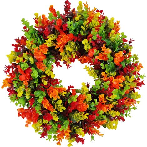 Guirlande Printemps Été - Couronne Artificielle pour Porte d'Entrée Mur ou Intérieur - Diamètre 30 cm - Fleur en Plastique - 1 Pièce (1/5)