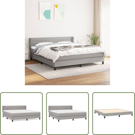 vidaXL Stoffbett -  Boxspringbett mit Matratze Hellgrau 180x200 cm Stoff