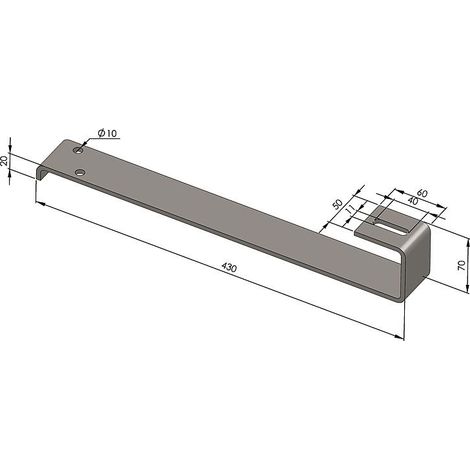 Crochet droit-coudé Lg 430 mm en Inox pour Toit en Tuile, Ardoise et Bitume