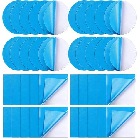 Lot de 40 rustines autocollantes pour réparation de piscine - Bleu - Ruban adhésif étanche - Pour piscine - Bateau gonflable - Réparation de piscine (7 cm, 20 cercles + 20 carrés) (1/5)
