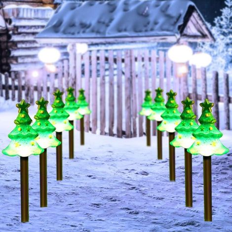 Guirlandes lumineuses solaires de Noël - Rechargeables à l'énergie solaire - Pour allées extérieures, etc. - Sapins de Noël, lot de 10 (1/5)