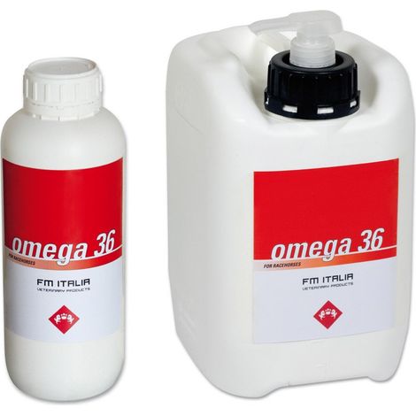 OMEGA 36 mangime complementare utile a mantenere gli ottimali livelli di acidi grassi omega-6 e omega-3 nel cavallo sportivo: flacone 1000 ml