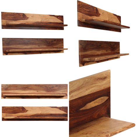 vidaXL Wandregale 2 Stk. 118x26x20 cm Massivholz (1/5)