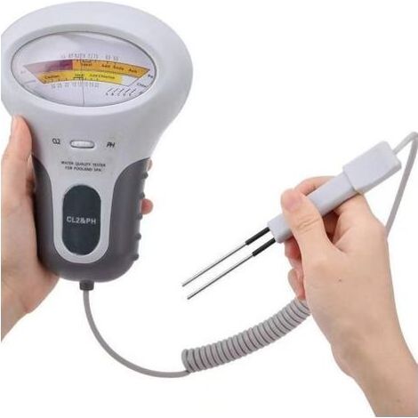 CL2 Chlor- und pH-Tester, multifunktionales digitales LCD-Testgerät, Chlorpegelmesser mit Sonde, für Schwimmbäder und Whirlpools (1/5)