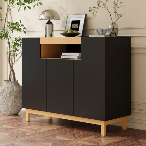 MEUBLIV Aparador 147x40x80 cm nogal – 4 puertas y estantes regulables (1/5)