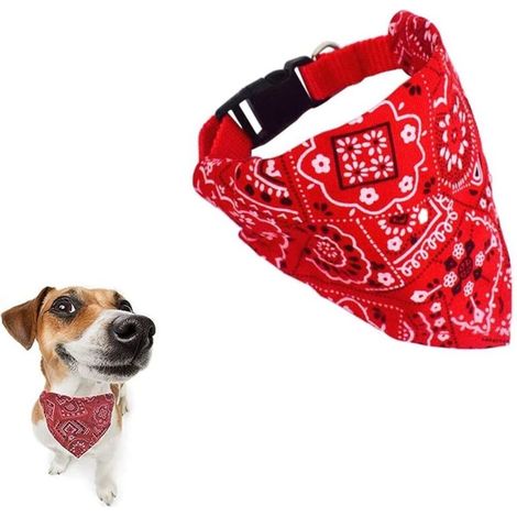 Ajustable Bandana Triangle pour Animaux Compagnie, Bandana Chien Écharpe, Écharpe pour Chien Chat, Foulard Accessoires pour Animaux, Rouge L (1/5)