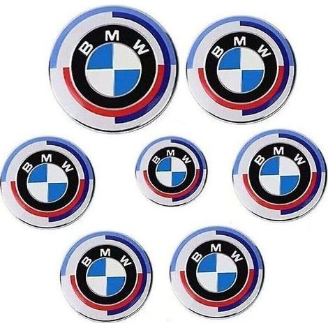 Applicable au logo de voiture BMW en 7 pièces, logo avant et arrière exclusif limité du 50e anniversaire