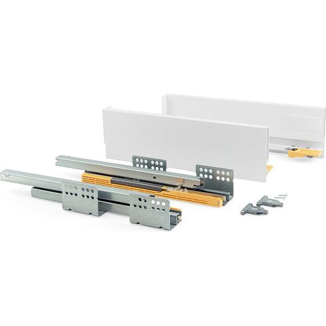 Kit cassetto Concept, altezza 105 mm, prof. 400 mm, chiusura soft, Acciaio, Bianco 3100312 EMUCA