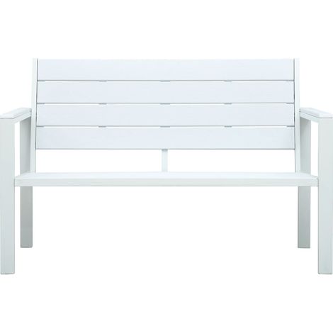 Banc de jardin  Banc extérieur  Banquette de jardin 120 cm PEHD Blanc Aspect de bois (1/5)