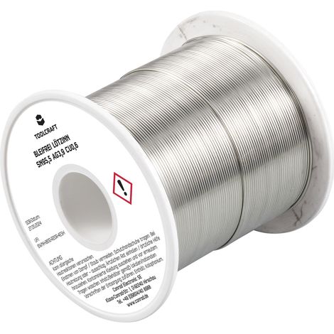 TOOLCRAFT TO-9503310 Lötzinn, bleifrei Spule Sn95,5Ag3,9Cu0,6 ROL1 250 g 0.7 mm (1/3)