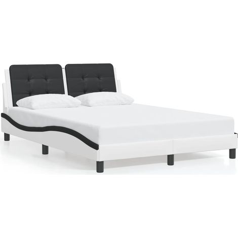 Cadre de lit avec LED sans matelas-Structure de lit à LED sans matelas Zadar blanc et noir 140x190 cm 197255 (1/5)