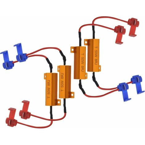 4 Stück 50W 8 Ohm LED-Lastwiderstände Scheinwerfer-Lastwiderstand Nebelscheinwerfer LED-Decoder Blinkerdraht-Decoderwiderstand (Behebt Hyperblinken, Warnunterdrückung)