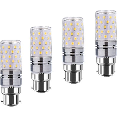 LED-Maiskolbenlampen B22, 12 W, entspricht 100 W Glühlampe, 1200 lm, warmweißes 3000 K, dekorative Kerzenfassung B22, nicht dimmbare LED-Lampe, 4er-Pack [Energieklasse A+]