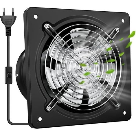150 mm Extracteur d'Air Chaud 525m³/h– Puissant, Silencieux, et Efficace Valve Anti-Retour Prévention de l'Humidité et Refroidissement Idéal pour Cuisine, Salle de Bain, Noir (1/5)