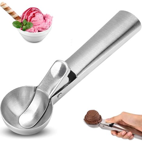 Cuillère à glace, cuillère à glace, cuillère à glace, cuillère à glace avec gâchette, accessoires de cuisine, passe au lave-vaisselle, 4.8 cm de diamètre, acier inoxydable (1/5)