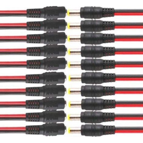 10 Pairs 12 V DC Power 5.5x2.1mm Pigtail Mâle Femelle, DC Alimentation Queue de Cochon, Câble Fil de Fiche pour CCTV de Sécurité