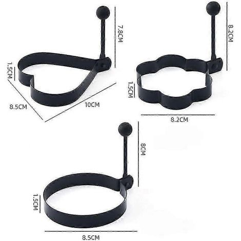 Moule à œufs en acier inoxydable avec poignée, 5 formes, pour faire des crêpes et des œufs durs, facile à nettoyer, compatible lave-vaisselle. (1/3)