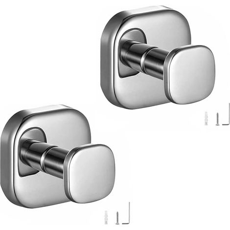 Patère murale, inox argenté, pour serviette et salle de bain (1/5)