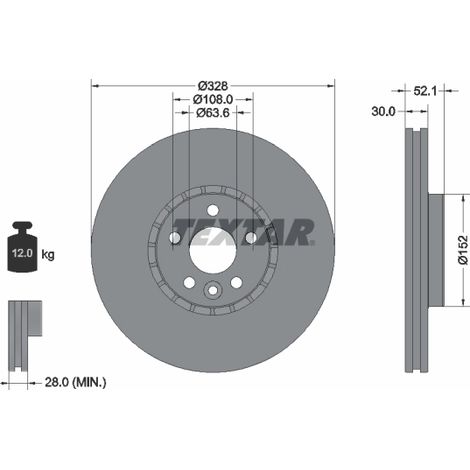 Lot de 2 Disques de frein Textar 92196305 VOLVO 31277342 31410568 31471034