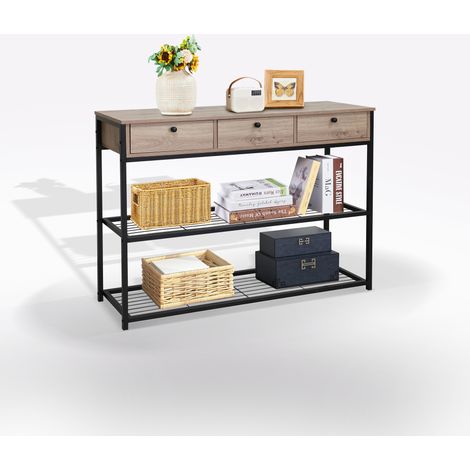 CONSOLLE CM 140 ROVERE NODATO E METALLO NERO (1/5)