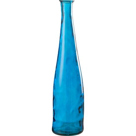 Vase décoratif en verre bleu élégant pour intérieur moderne - Bleu intense translucide (1/3)
