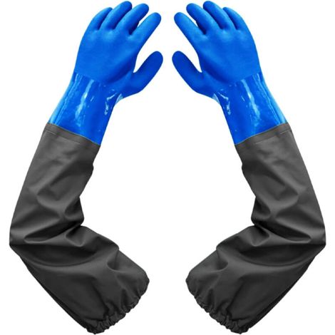 Gants imperméables en caoutchouc, 27 pouces, poignets élastiques, doublure épaisse, adaptés à l'industrie chimique, à l'agriculture et à la pêche (1/5)