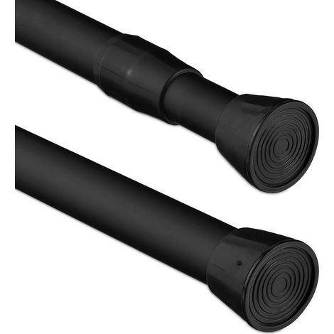 Tringle à rideau extensible 66–110 cm Acier inoxydable noir Montage sans perçage Embouts antidérapants pour maintien solide (1/5)