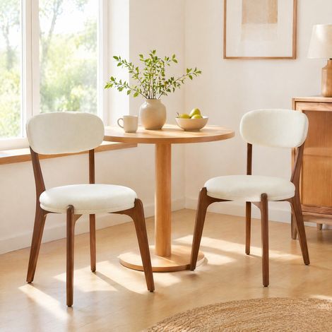 Sillas comedor tapizadas lino 2 unidades blancas OKMYHOME (1/5)