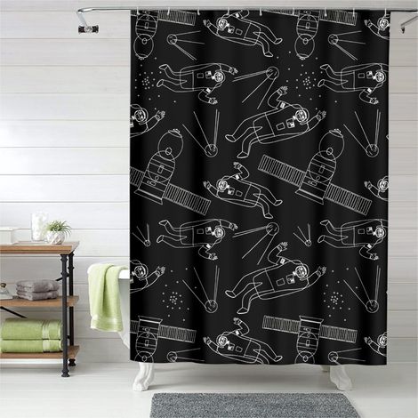 Rideau de douche avec œillets plastique, motif élégant, 150x180 cm (1/5)