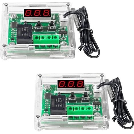 Regolatore di temperatura DC 12V a 2 pezzi, modulo di commutazione della temperatura del termostato digitale a LED W1209 con sonda sensore