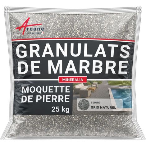 Granulats moquette de pierre marbre - Drainant & haute résistance - 25 kg (jusqu'à 1,5 m²) Gris Naturel - ARCANE INDUSTRIES