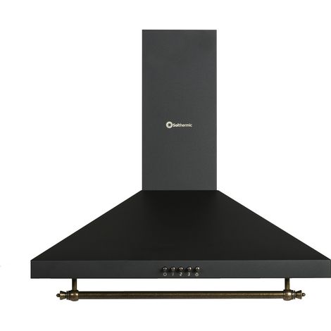 Campana extractora decorativa Solthermic H60PR estilo rustico negra con ribetes dorados / 60 cms / 350 m3/h / filtros metálicos (1/3)