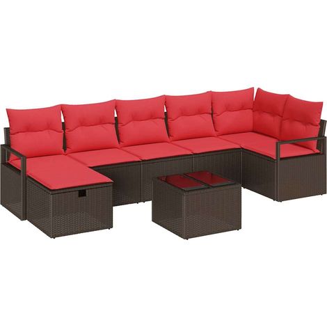Maison Exclusive - Set di divani con cuscino Marrone e Rosso polyrattan