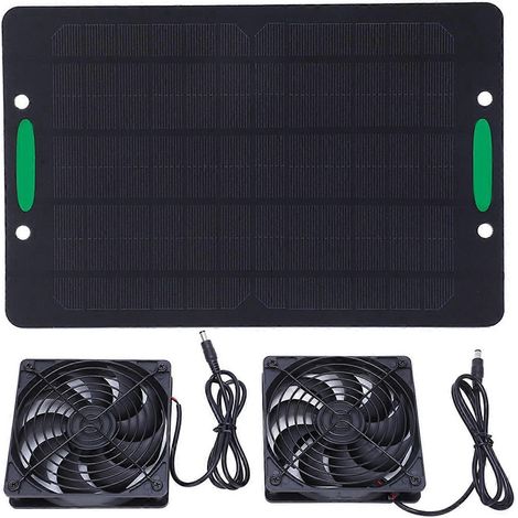 Solarpanel-Ventilator mit zwei Abluftventilatoren, 10 W, für Gewächshaus und Schuppen