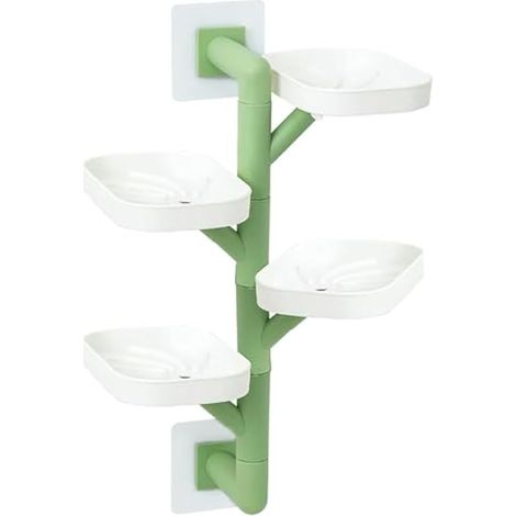 Porte-savon rotatif à 4 couches avec auto-drainage, sans perçage, support mural pour douche, salle de bain, baignoire et cuisine (1/5)