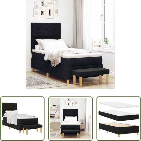 Matelas en mousse - Lit à ressorts avec matelas Noir 80 x 200 cm tissu (1/5)