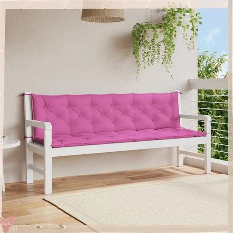361752 Coussins de banc de jardin lot de 2 rose 200x50x7 cm tissu (1/5)