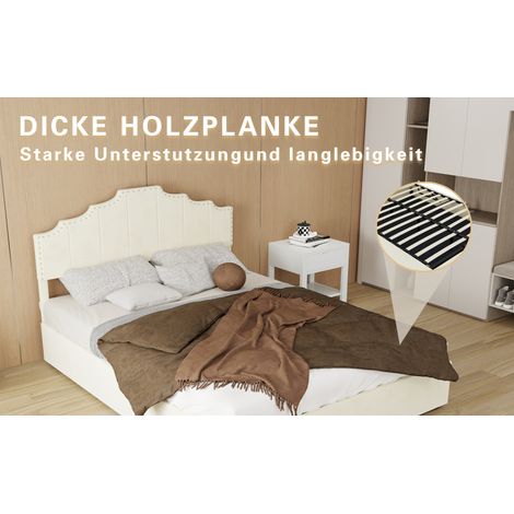 Polsterbett 140 x 200 cm Beige mit Bettkasten, Kopfteil, ohne Matratze – MEUBLIV (1/5)